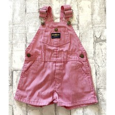 VTG OshKosh Bgosh USA Kids Hickory Stripe Short Cotton Blend Overall Romper 4T