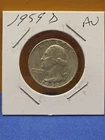 1959 D SILVER COIN AU WASHINGTON QUARTER .25 COIN MELT IS 15.91 HARD TO FIND