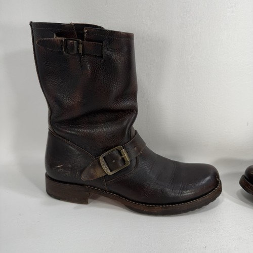 Frye Veronica Engineer Brown Leather Boots Size 9.5 B 77511 Women's Biker - Picture 5 of 13