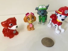 Lot of 4 Mixed Paw Patrol Figure Marshall Rocky Skye Plus Rare Red Transparent