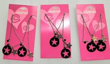 CLAIRE  S FRIEND  S FOREVER BESTIE Black Enamel Stone NECKLACES Silver TONE 3 2PKs