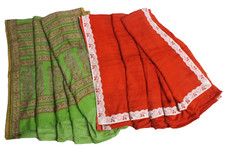 Printed Lot Dress Indian Vintage Used Silk Crafted Material Scrap 2 Pcs Saree 5Y