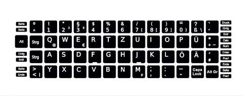 Deutsche Tastatur-Aufkleber für PC's / Notebooks / 13mm x 13mm/ Schwarz/Weiss