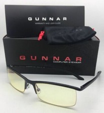 New GUNNAR Computer Glasses EMISSARY 55-18 Onyx Black Frames Amber Yellow Lenses