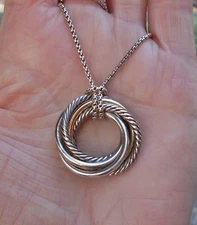 David Yurman Large Crossover Pendant w/Adjustable Chain - 14K/925 - Current Item