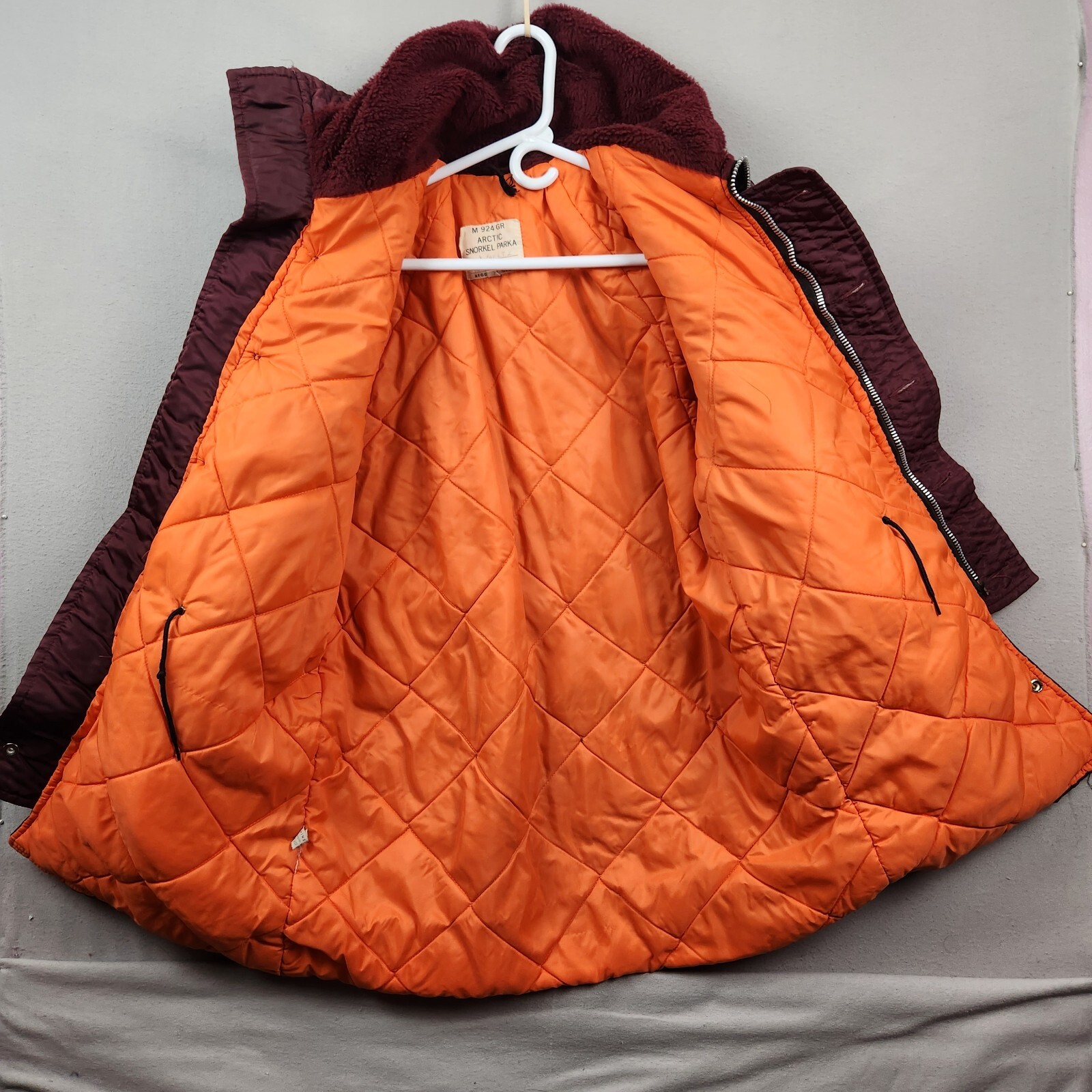 Vintage Arctic Snorkel Parka M 924 GR fur lined hood Maroon Orange Size
