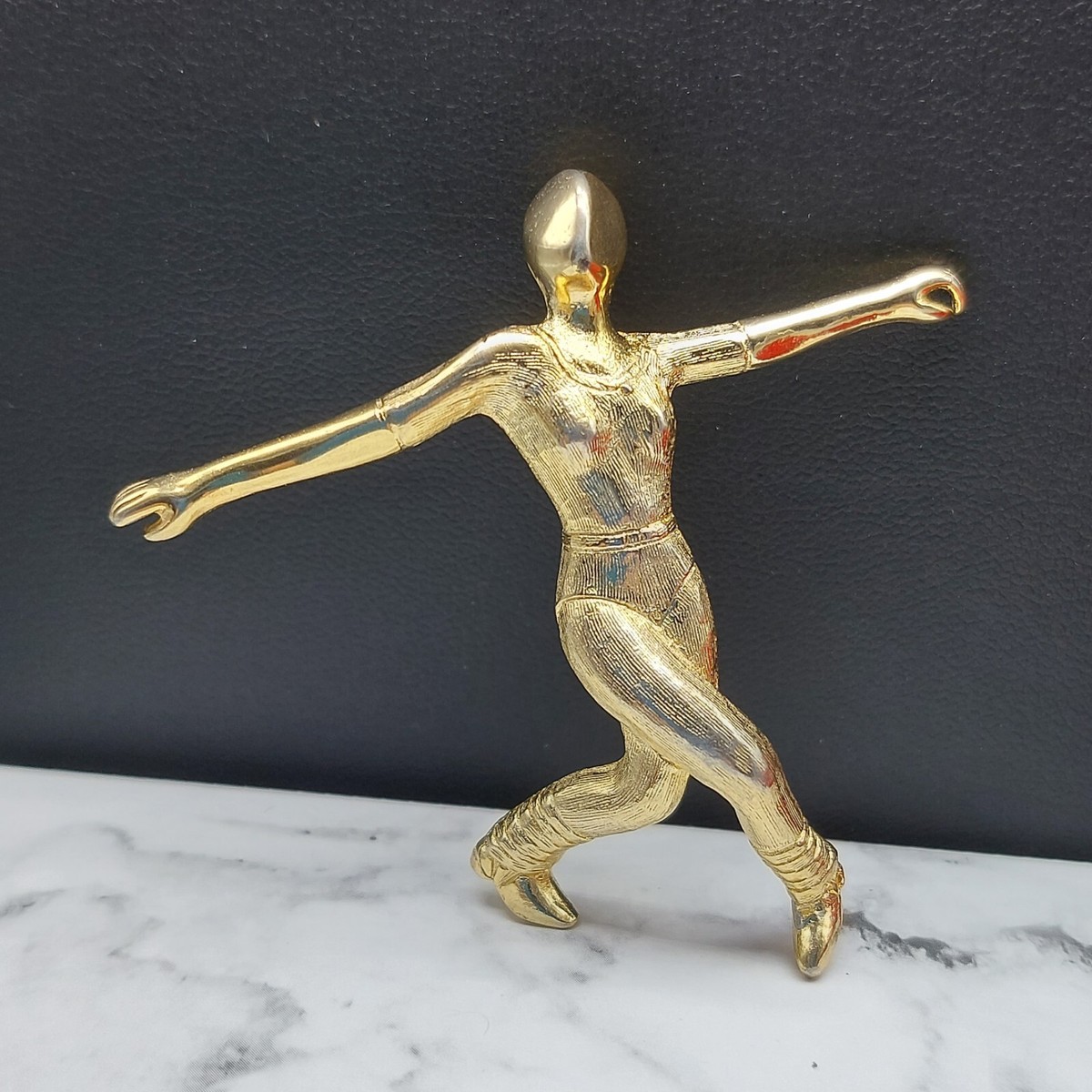 Awesome Signed Vintage C. Kellner Gymnast Doing Dance Brooch Silver Tone 2" View 3