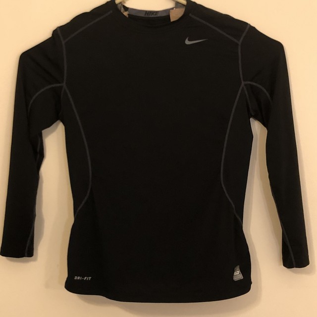 Mens Nike Pro combat Dri-Fit fitted long sleeve shirt | Sz L Color Black | eBay