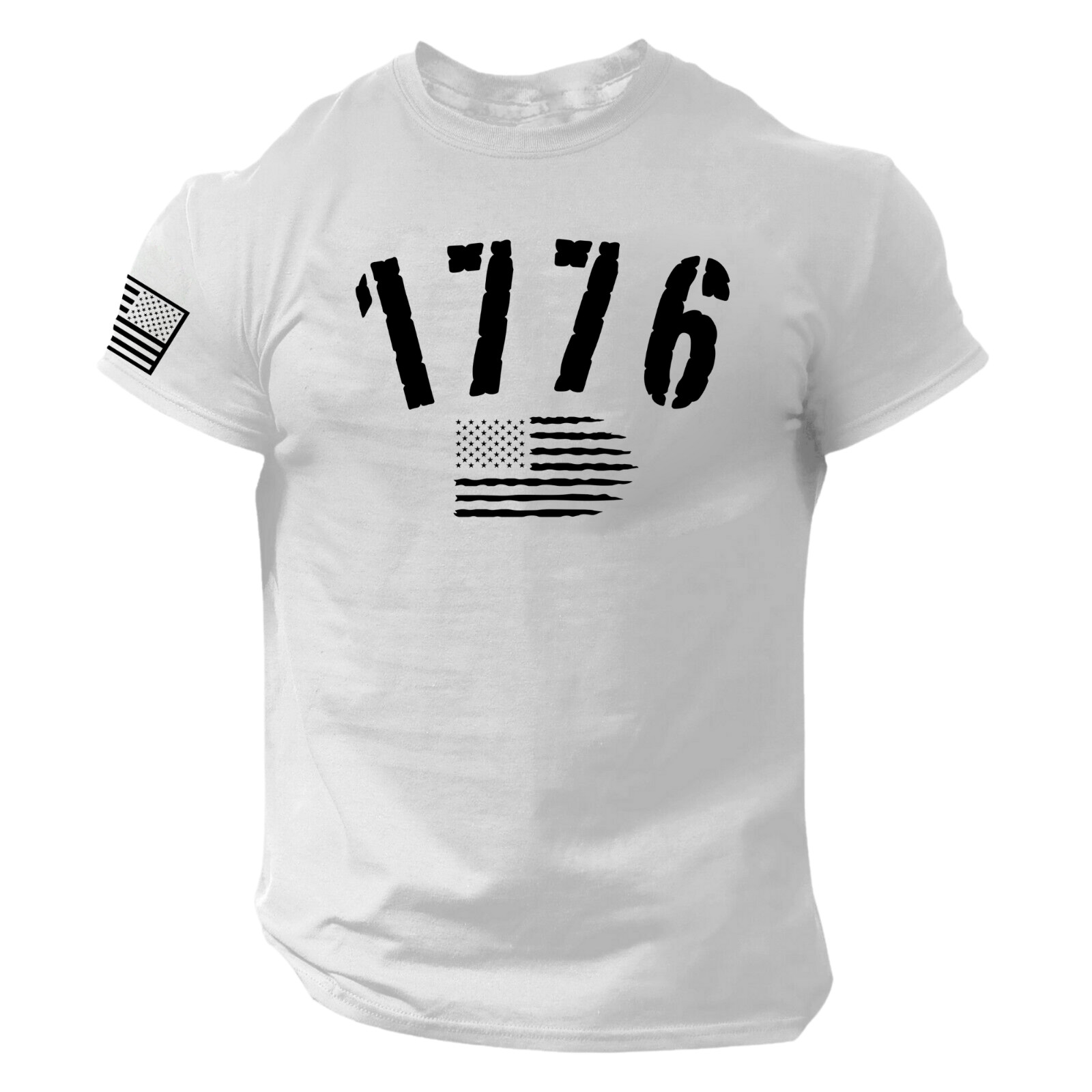 American Flag 1776 T-Shirt Patriotic USA Veterans Military Mens Vintage Freedom thumbnail 3