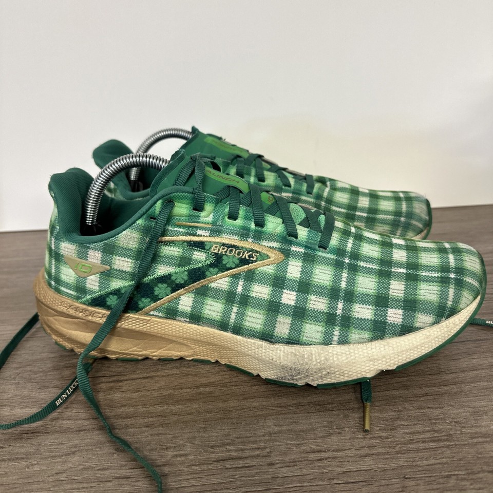 Brooks Shoes Launch 10 Men 10.5 Run Lucky Clover Green Road Running