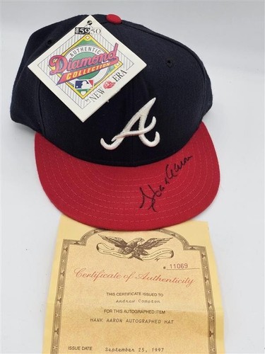 Hank Aaron Signed Auto Atlanta Braves Fitted Hat MLB COA - Picture 5 of 8