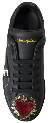 DOLCE & GABBANA Shoes Sneakers Black Leather Portofino