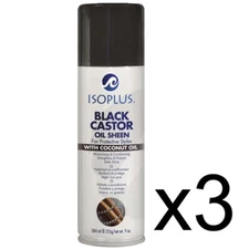 BARBER BEAUTY SALON ISOPLUS HAIR STYLING SPRAY BLACK CASTOR OIL SHEEN 9OZ 3 PACK