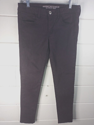 American Eagle Womens Aeo Satteen Super Stretch Jeggings Deep Purple Size 8