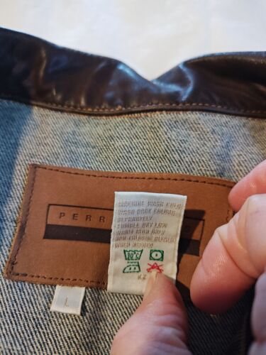 RARE VINTAGE Perry Ellis America Embroidered Denim Jacket Men's LG Nice! - Picture 3 of 11