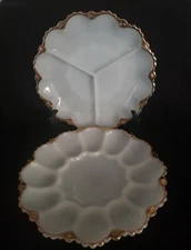 Anchor Hocking Fire King Milkglass Divided 3 Section Relish & Deviled Dish/Plate