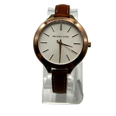Michael Kors Runway Womens Slim Leather Rose Gold Wrist 