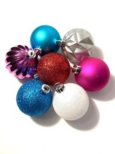 MACY'S HOLIDAY LANE MULTICOLOR SHATTERPROOF BALL CHRISTMAS ORNAMENT 2.3" 7 PCS