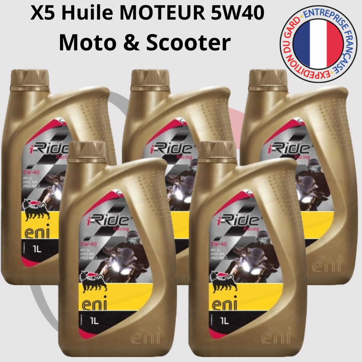 Huile moteur ENI i-Ride Racing 5W40 pour moto et scooter pack de 5 litres
