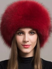 Cappello Rosso In Pelliccia Volpe Naturale
