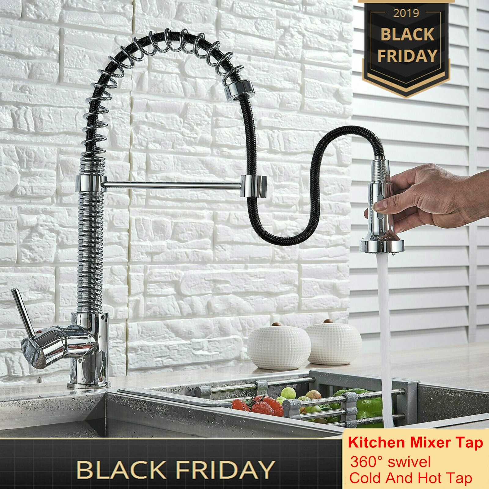 Stainless Steel Kitchen Faucet Pull Down Sprayer Single Handle