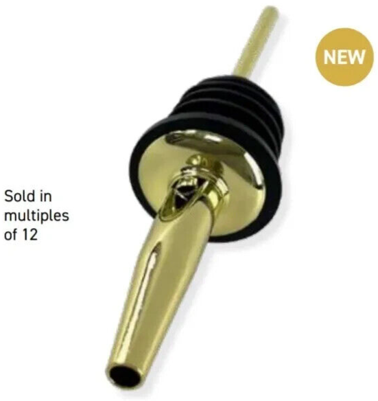 Bottle Speed Pourer Pack of 12  Tapered Gold Plated Drink Pourers Metal