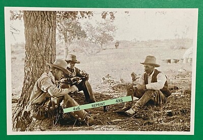 Found 4X6 PHOTO of Old COWBOY on a Cattle Drive Camp