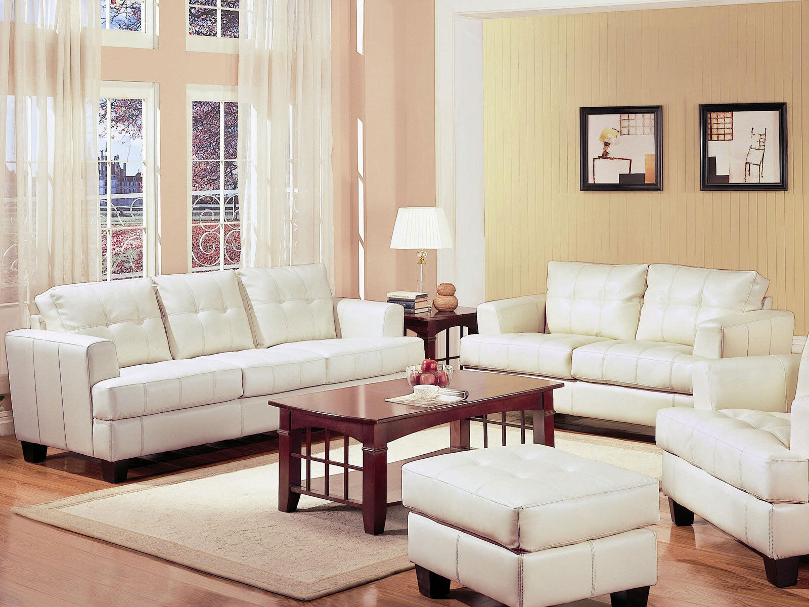 White Bonded Leather Sofa Loveseat Modern Living Family Room Couch Set G7l For Sale Online EBay