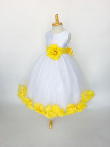 Flower Girl Dress Bridesmaid White Rose Petal Birthday Recital Pageant Easter 24 - 第 30/177 張圖片
