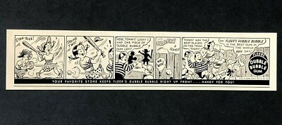 1949 Fleers Dubble Bubble Gum Advertisement Baseball Comic Strip Vtg Print AD