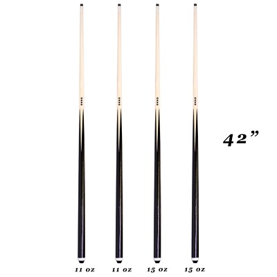 OKKO 1-piece Pool Billiard House Short Cue Sticks 42 , Screw-On Tip, Pack of 4