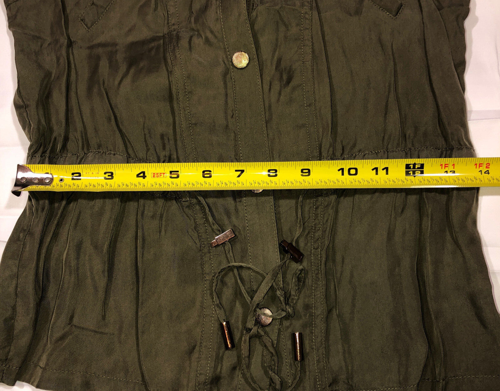Cache Front Snap Closure Drawstring Olive Vest Po… - image 7