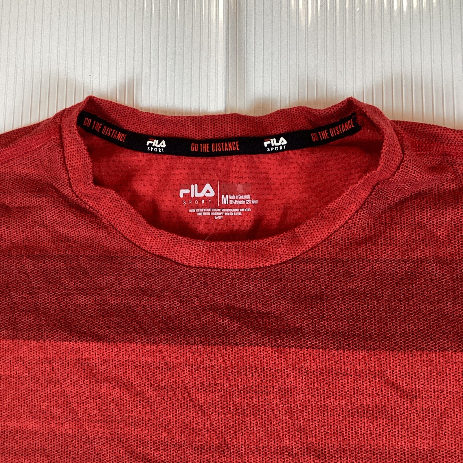 T shirt uomo Fila Sport taglia M media top manica corta girocollo rosso a righe