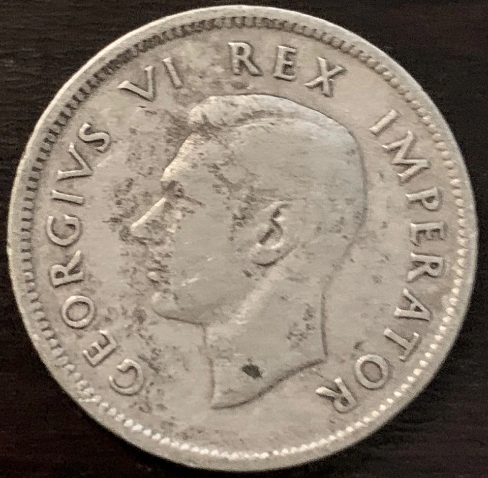 1941 SOUTH AFRICA Large GEORGE VI Anchor OD VINTAGE Silver Shilling Coin i91180 - Image 2 of 2