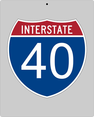 I-40 metal Interstate highway sign - Raleigh to Memphis to OKC to Albuquerque