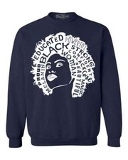 Brown Skin Girl Afro Word Cloud Wht Crewnecks Black History Sweatshirts