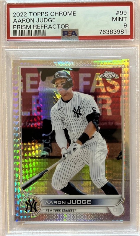 AARON JUDGE ~2022 Topps Chrome PRISM REFRACTOR PARALLEL PSA 9 Mint