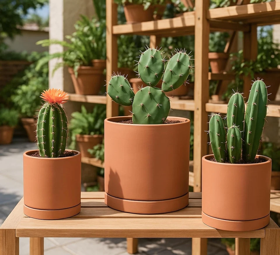 Terracotta Planter Trio with Saucers - Image 4 of 4
