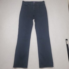 NYDJ Women's Jeans Bootcut Rhinestone Pockets Made in USA Size 10 Dark Blue