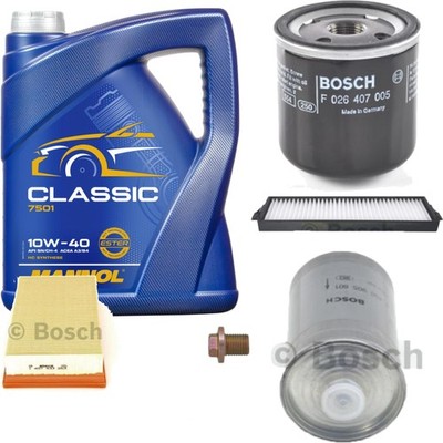 BOSCH Inspektionspaket 5 L MANNOL Classic 10W-40 für Saab 900 II YS3D 2.0i