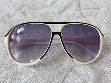 Vintage Carrera 31028 Aviator Sunglasses White Black Frame Italy Purple Gradient