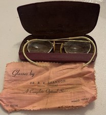 Vtg Ful -Vue 10/12 K GF Gold Filled Round Wire Rim Wrap Bi-Focal Glasses Case