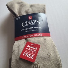Chaps Men's Tan Premium Dress Socks 4 Pairs Shoe Size 6-12.5 NEW 