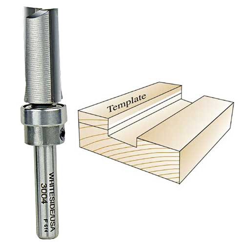 Whiteside Template Bit, 1/4 in. SH x 1/2 in. CD x 1 in. CL 3004