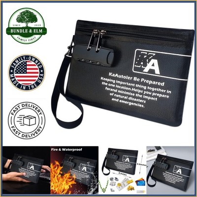 Small Fireproof Bag with Lock, Waterproof Zipper Pouch for Cash & Valuables