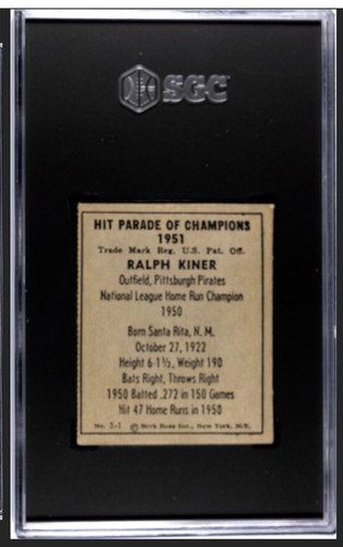 RALPH KINER 1951 BERK ROSS SGC 5 ! *GERADE BEWERTET! *ZENTRIERT! *EDELSTAHL RÜCKSEITE - Bild 2 von 2