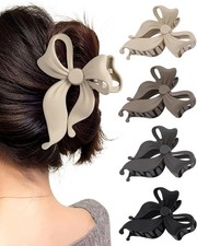 4 pack Cute Bow Claw Clip for Women, Nonslip Matte Strong Hold Bows Hair Clips