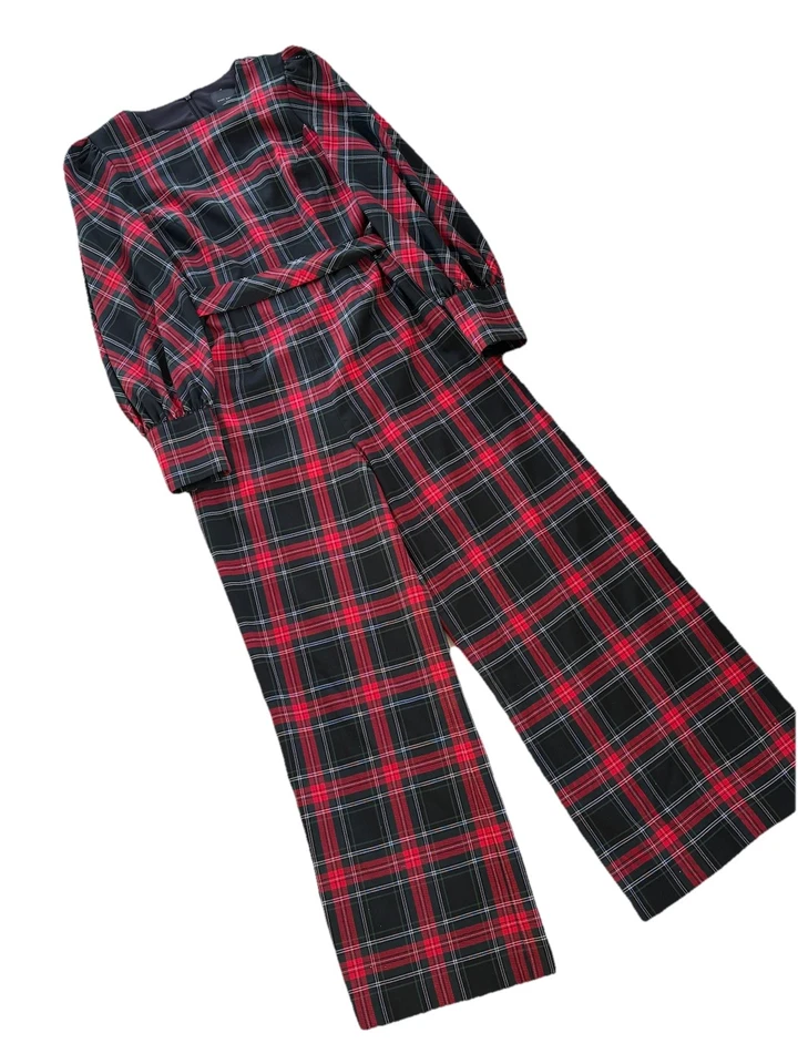 Alex Marie Tartan Plaid Jumpsuit Ralph Lauren Christmas Holiday Women Sz 10 - Image 3 of 4