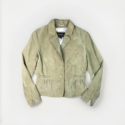 $179 Wilson's Leather Pelle Studio Women Medium Beige Tan Suede Blazer Jacket
