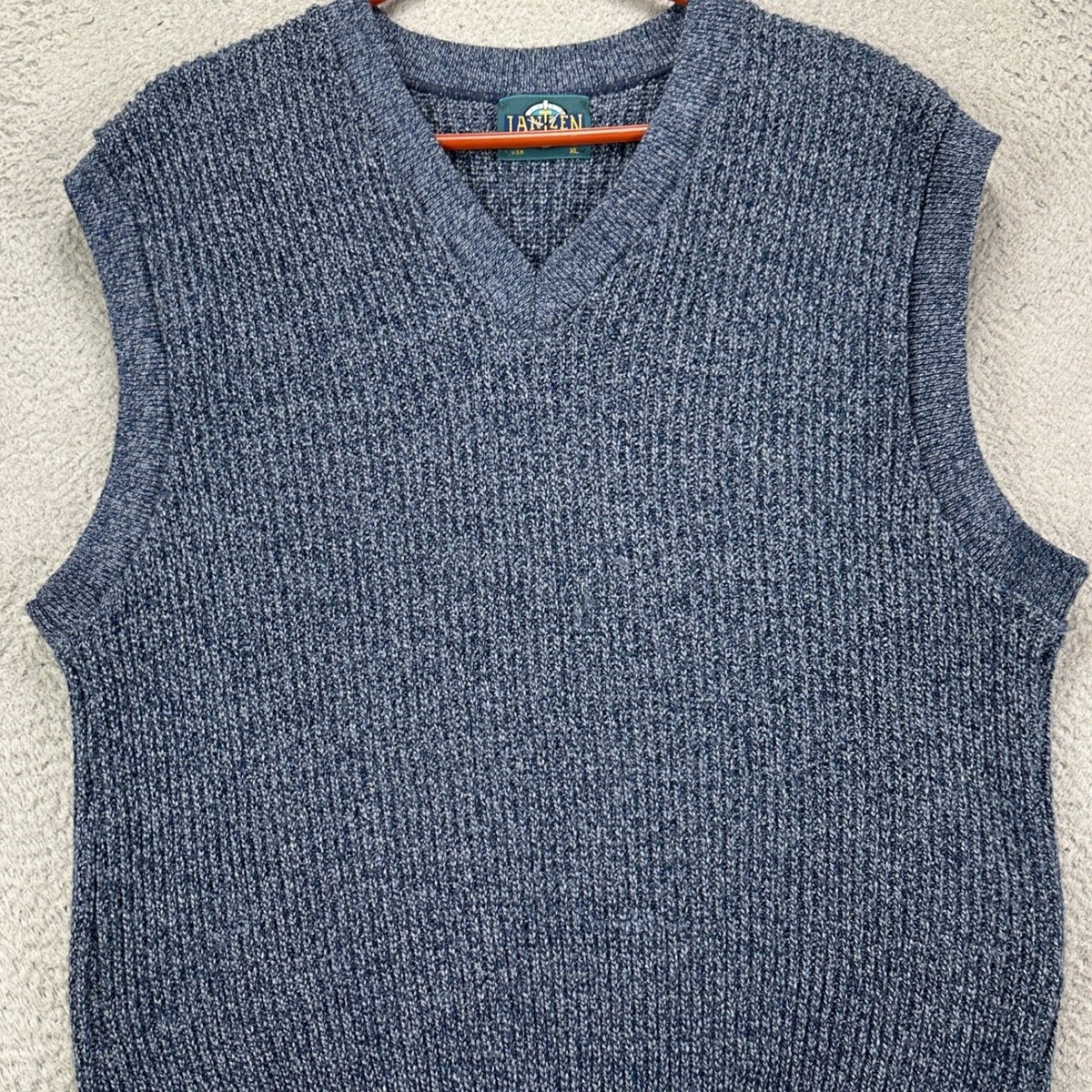 VINTAGE Jantzen Vest Sweater Mens XL Blue Made In USA Knit